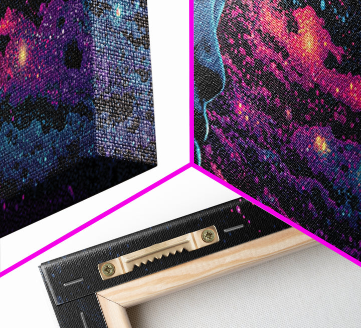 Cosmic Woman Profile Wall Art, Celestial Galaxy Canvas Print, Psychedelic Space Decor, Mystical Feminine Statement Art Gift