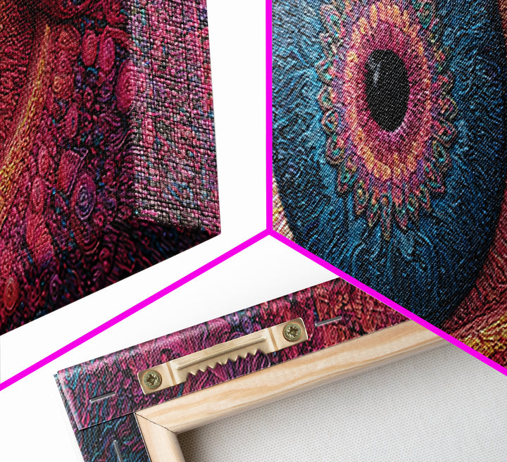 Psychedelic Blue Eye With Magenta Texture Wall Art, Surreal Canvas Print For Trippy Room Decor And Modern Statement Artwork