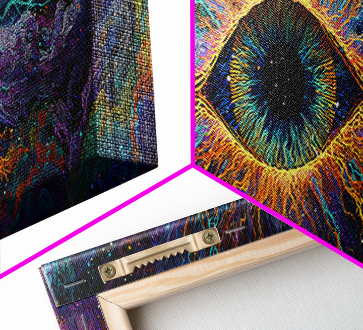 Cosmic All Seeing Eye Wall Art, Psychedelic Abstract Canvas Print, Mystical Celestial Decor, Spiritual Statement Artwork