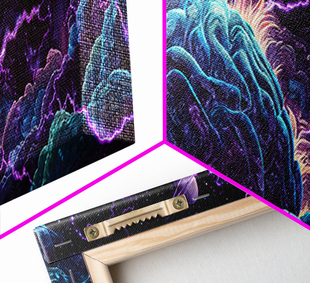 Surreal Cosmic Brain Storm Canvas Print, Psychedelic Space Wall Decor, Sci Fi Wall Art, Mystical Office Decor, Gift For Him