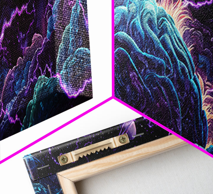 Surreal Cosmic Brain Storm Canvas Print, Psychedelic Space Wall Decor, Sci Fi Wall Art, Mystical Office Decor, Gift For Him