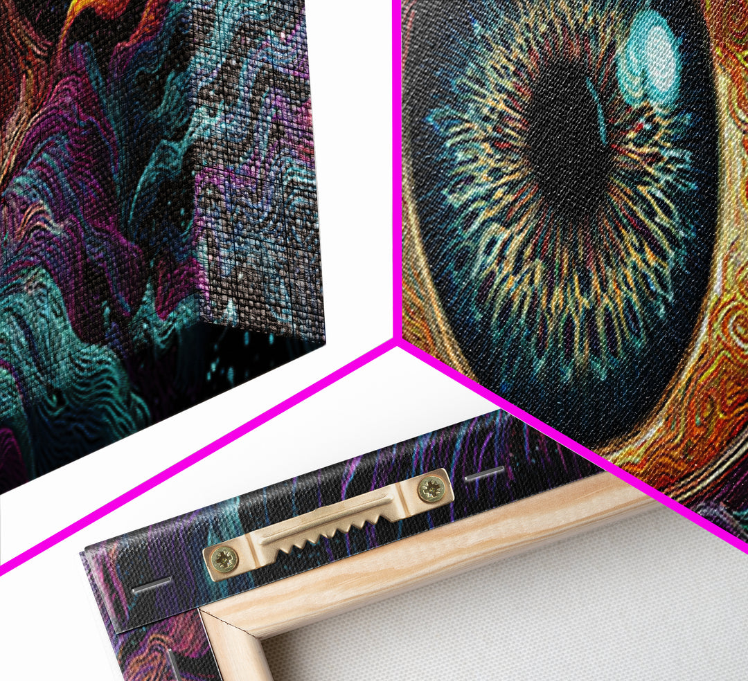 Surreal All Seeing Cosmic Eye Wall Art, Mystical Psychedelic Canvas Decor, Spiritual Wall Art Print, Modern Home Decor, Gift For Her