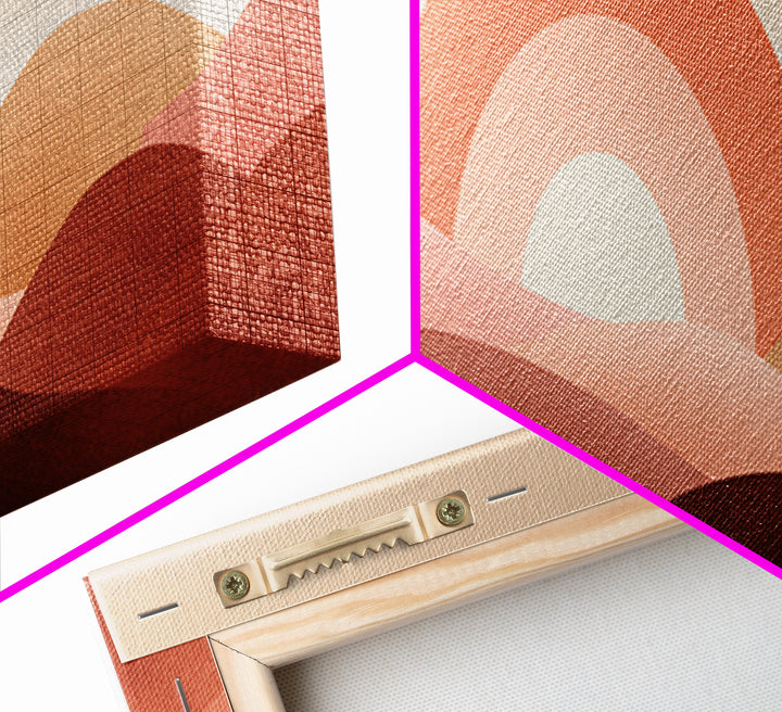 Terracotta Sun And Rolling Hills Canvas Print, Abstract Desert Landscape, Mid Century Modern Wall Art, Warm Earth Tone Decor