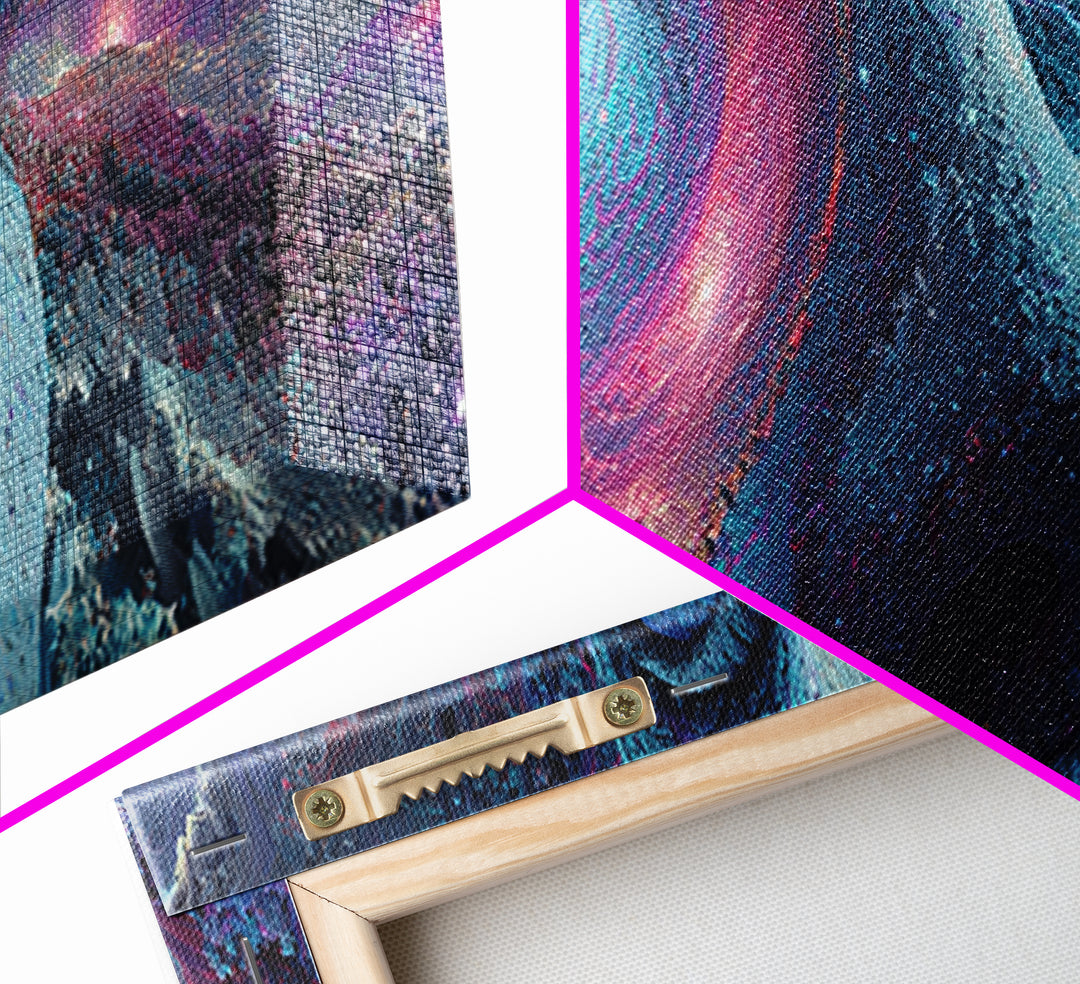 Surreal Cosmic Dog Face Canvas Print, Galaxy Animal Wall Art, Psychedelic Fantasy Decor, Space Lover Gift, Vibrant Modern Art