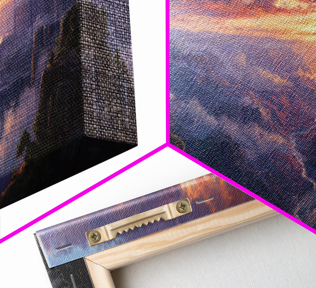 Grand Canyon Sunset Vista Wall Art, Panoramic Landscape Painting, Large Wall Art, Nature Wall Decor, Living Room Decor, Home Decor