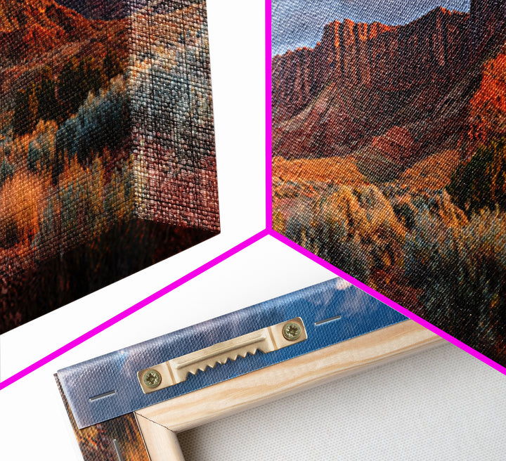Red Rock Desert Mesa At Sunset Wall Art, Panoramic Southwestern Landscape Canvas, Rustic Home Decor, Large Living Room Print