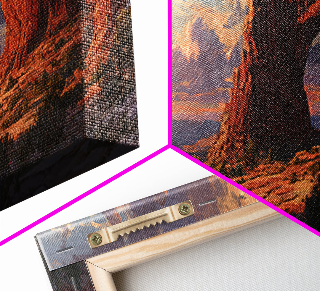 Red Rock Desert Arch At Sunset Framed Canvas Print, Southwest Landscape Wall Art, Utah Travel Decor, Rustic Home Decor, Nature Wall Art