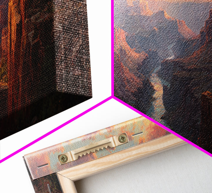 Grand Canyon River Sunset Wall Art, Panoramic Canvas Print, Southwest Landscape Decor, Large Desert Art For Living Room Decor