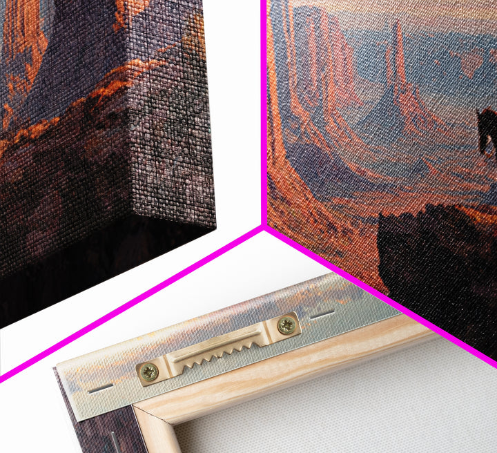 Monument Valley Cowboy Canvas Print, Western Desert Landscape, Southwestern Wall Art, Rustic Ranch Home Above Sofa Decor