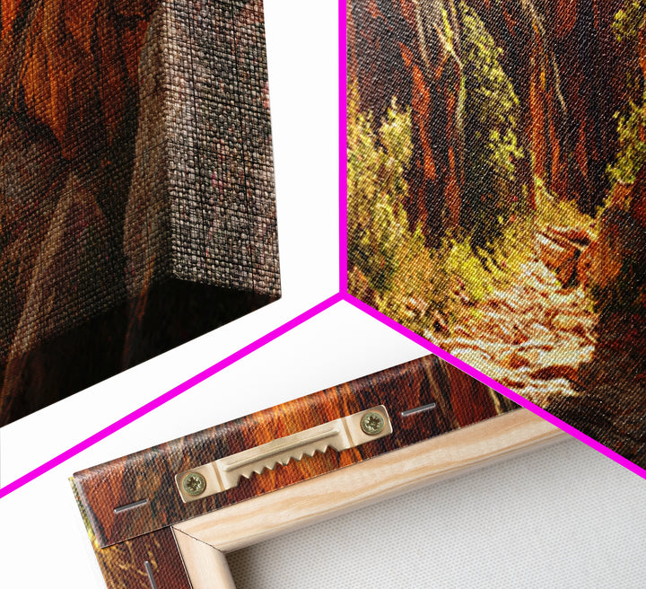 Sunlit Red Rock Canyon Trail Canvas Print, Desert Landscape Wall Art, Southwestern Decor, Arizona Print, Rustic Home Decor