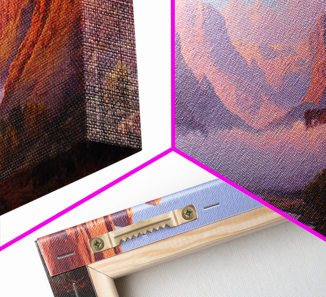 Red Rock Canyon River Sunrise Wall Art, Southwest Desert Canvas Print, Panoramic Landscape Decor, Warm Nature Art Print For Home