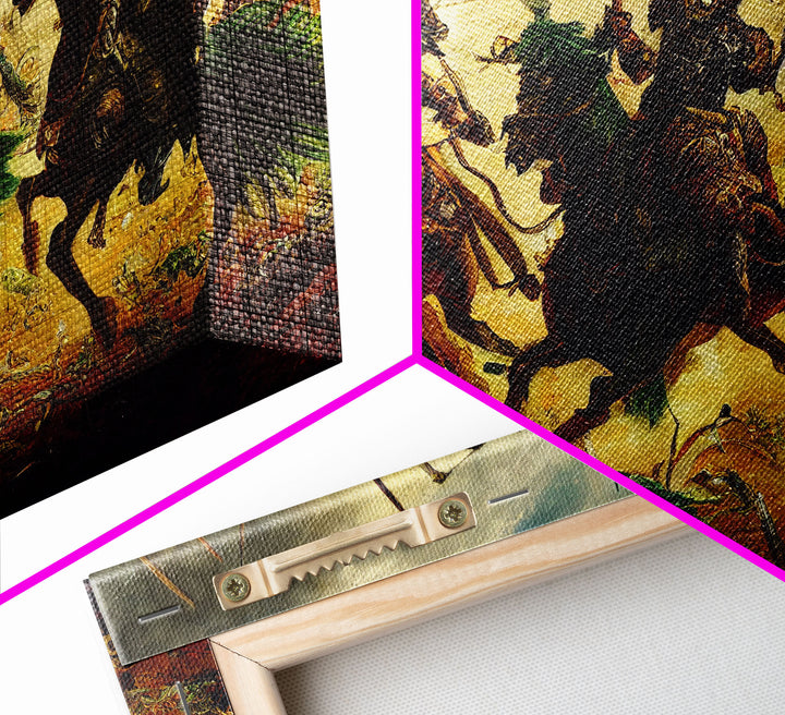 Depiction Of An Ancient Battle, Cool Office Mancave Decor, Wall Decor, Ready To Hang Framed Canvas Print, Oversize Wall Art
