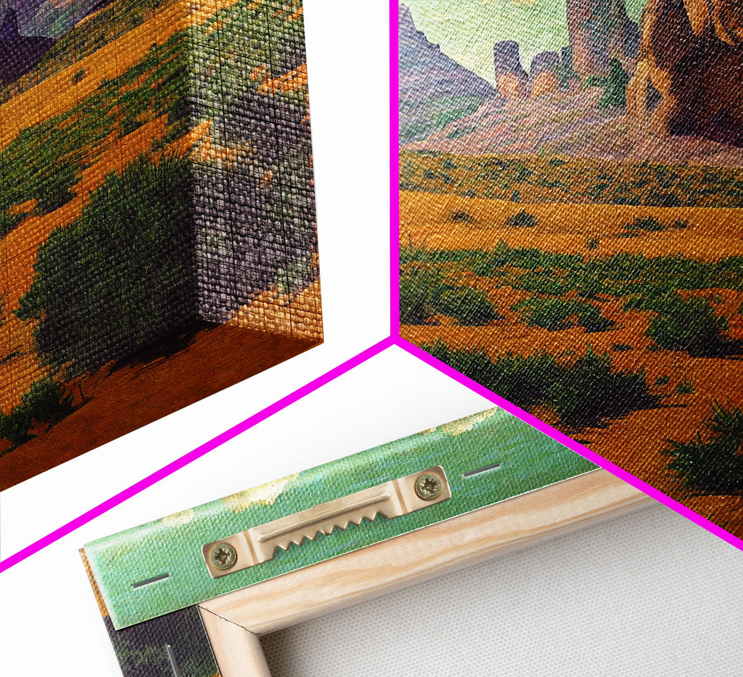 Pueblo Style Wild West Art, Watercolor Painting Canvas Print, Framed Wall Art, Cool Wall Decor
