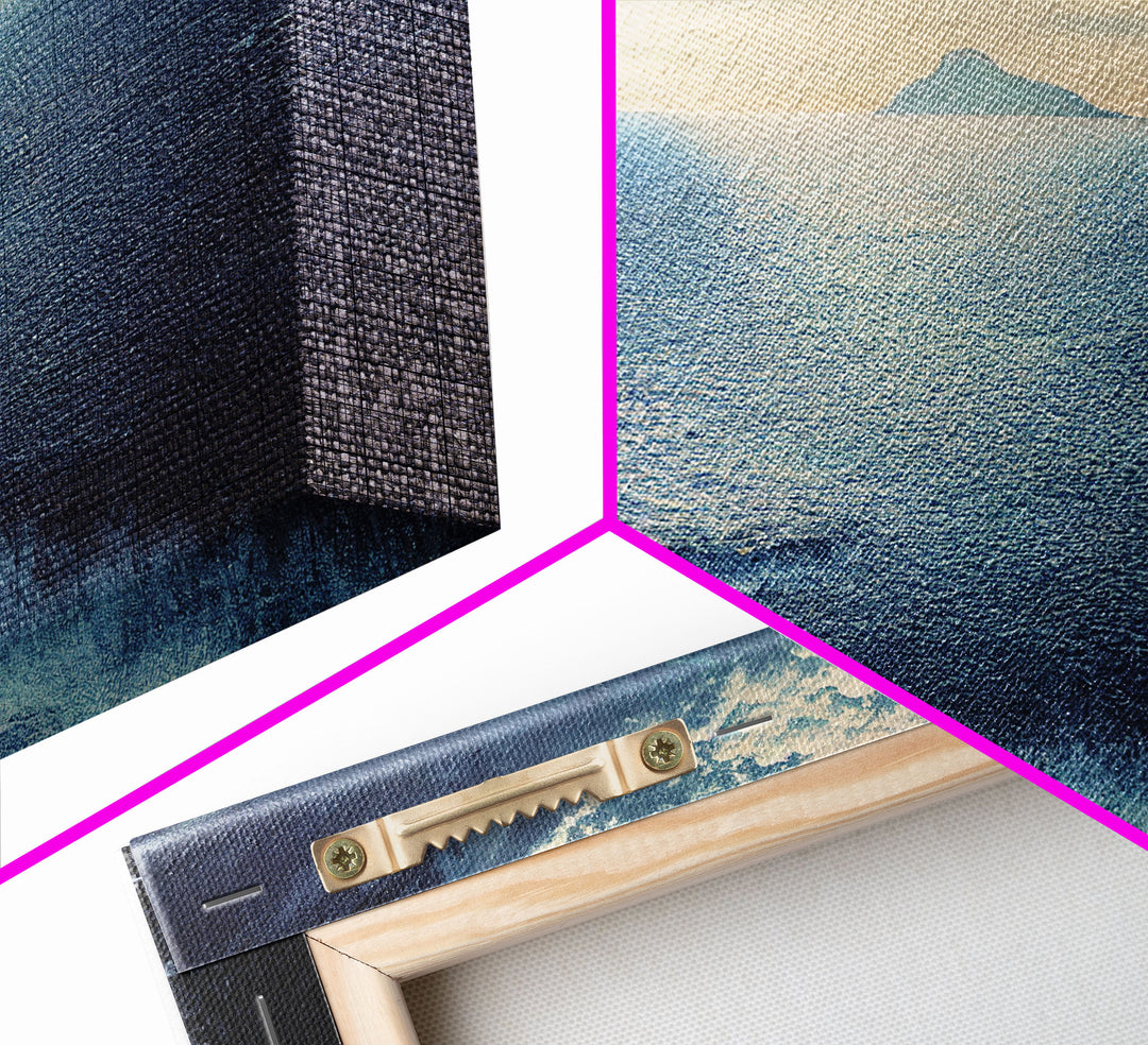 Storm Torrent Over A Steel Grey Sea, Gloomy Wall Art, Framed Ready To Hang Canvas Print