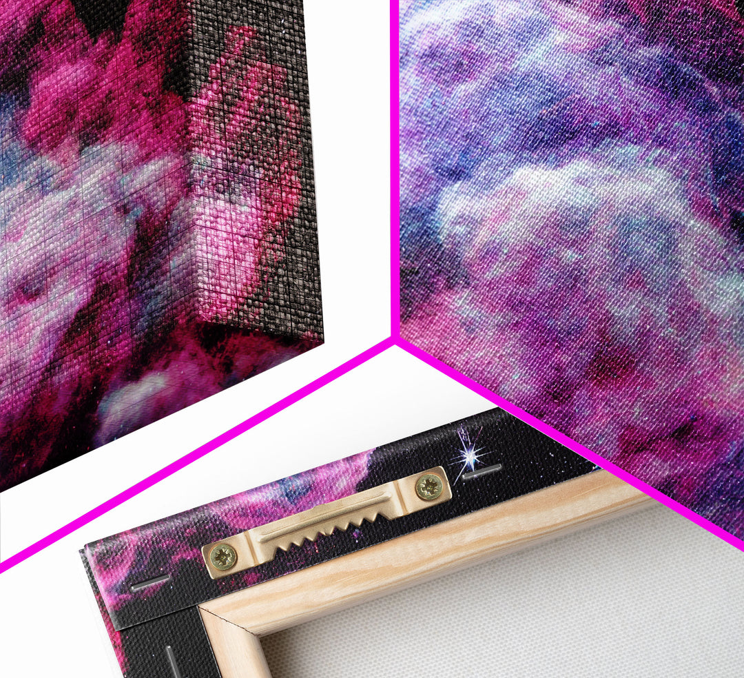 Beautiful Universe Space Art, Galaxy Print, Bubblegum Pink Art, Framed Canvas Print, Framed Wall Art