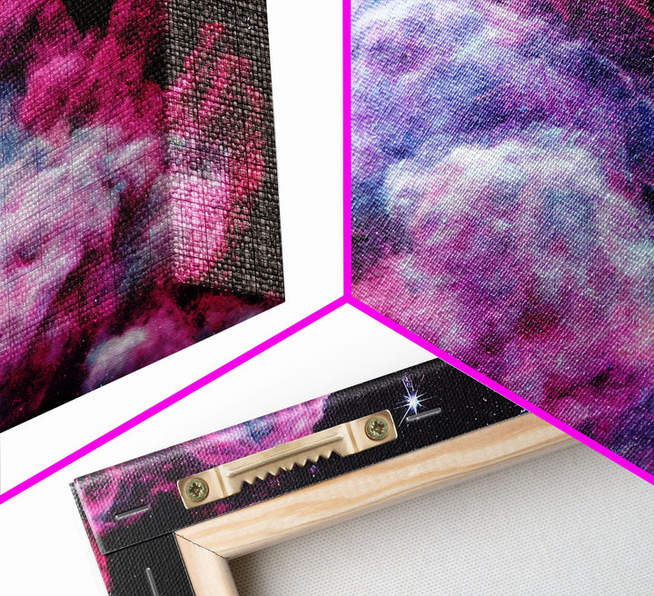 Beautiful Universe Space Art, Galaxy Print, Bubblegum Pink Art, Framed Canvas Print, Framed Wall Art