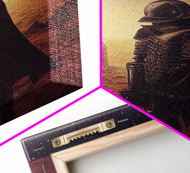 Moon Knight, Retrofuturism Scifi Art, Framed Canvas Print, Ready To Hang Framed Wall Art