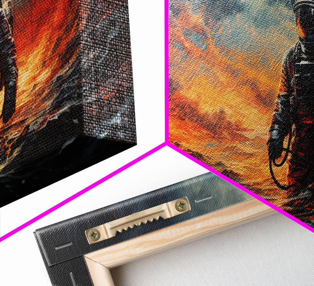 Framed Canvas Print - Marooned - Astronaut Stranded on an Alien Planet, Scifi Wall Art, Science Fiction, Dystopian Space Travel Art