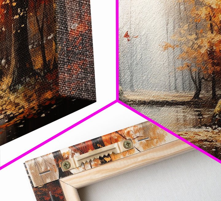 Beautiful Fall Centerpiece Landscape Painting Framed Canvas Print, Fall Decor, Thanksgiving Decor, Autumn Decor, Home Decor Fall Decorations