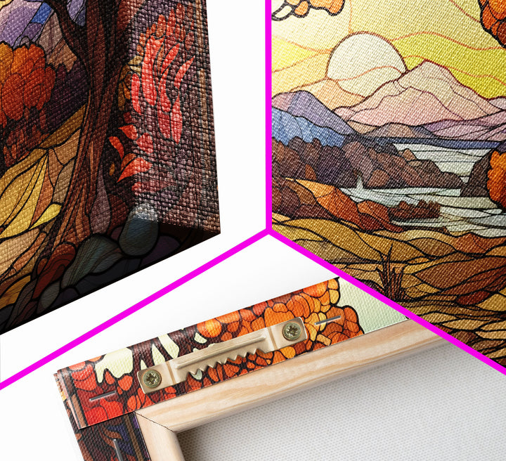 Stained Glass Art Canvas Print Fall Wall Art, Framed Wall Art, Seasonal Decor, Fall Seasonal Art, Fall Centerpiece Decor, Fall Wall Decor
