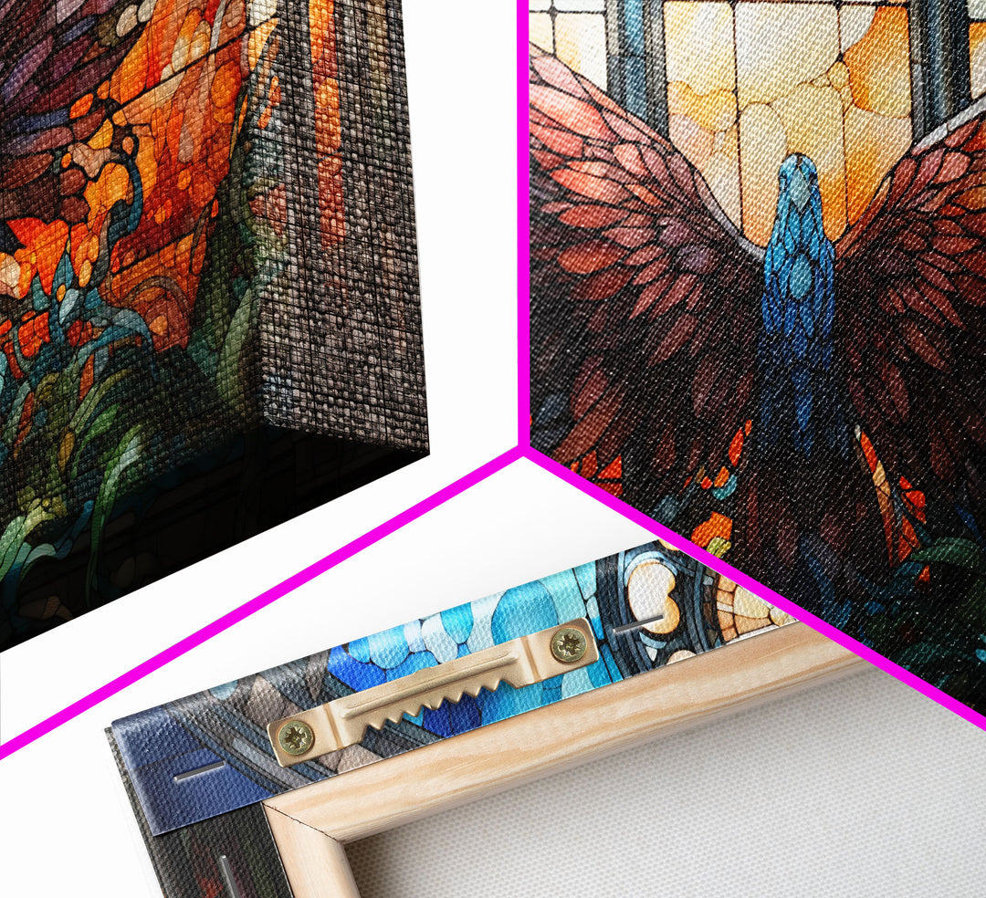 Window Wall Art, Stained Glass Window, Watercolor Art, Canvas Print, Wall Hanging, Landscape Art, Dorm Room Art, Unique Gift, Bookshelf Art