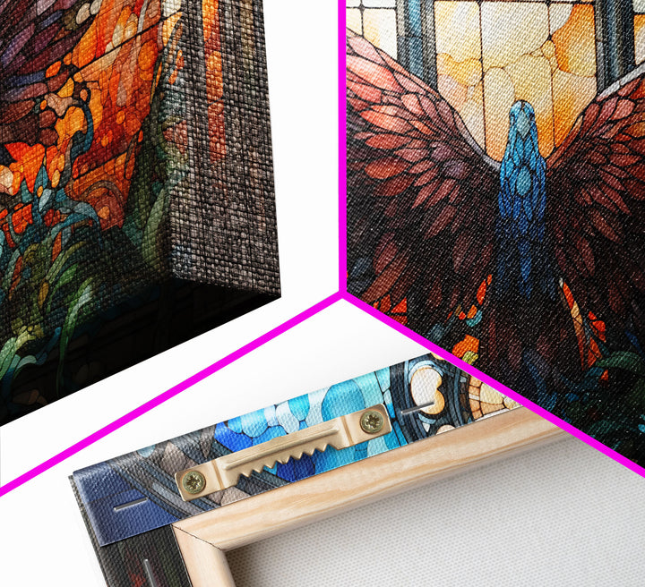 Window Wall Art, Stained Glass Window, Watercolor Art, Canvas Print, Wall Hanging, Landscape Art, Dorm Room Art, Unique Gift, Bookshelf Art