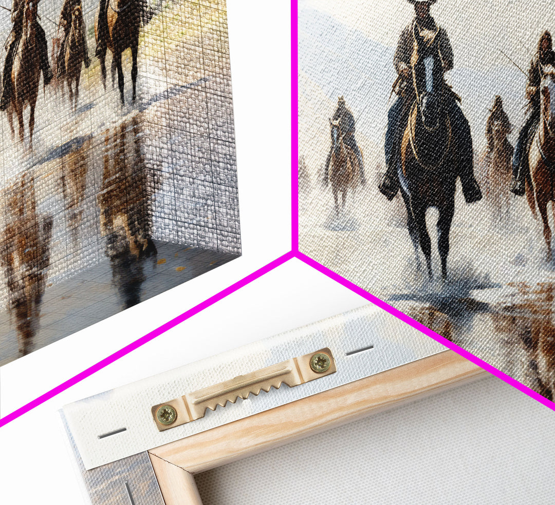 Cowboy Art Print, Western Wall Art, Horse Wall Art, Canvas Print, Wall Hanging, Panoramic Art, Ranch Decor, Western Art, College Dorm Decor