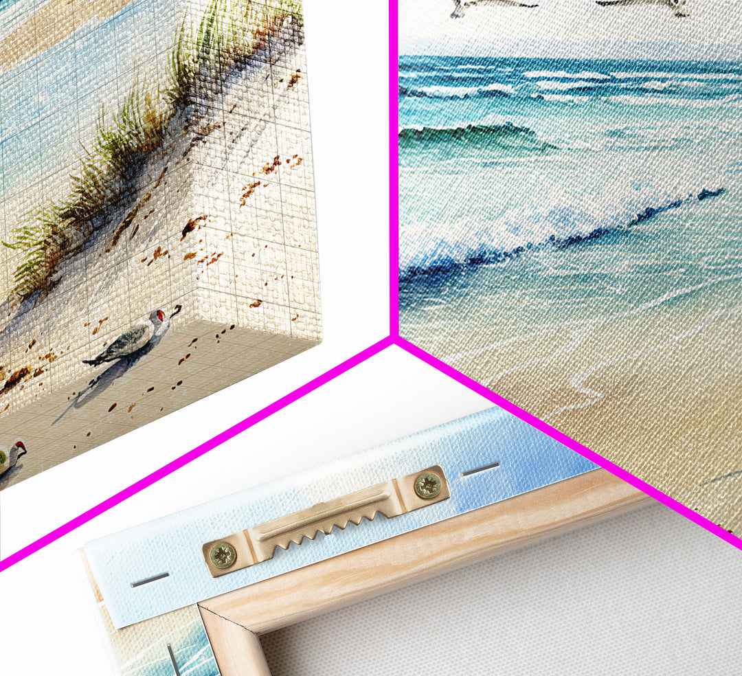 Beautiful Watercolor Panoramic Beach Landscape Canvas Print | Perfect for Home Decor | Whimsical Beach House Decor