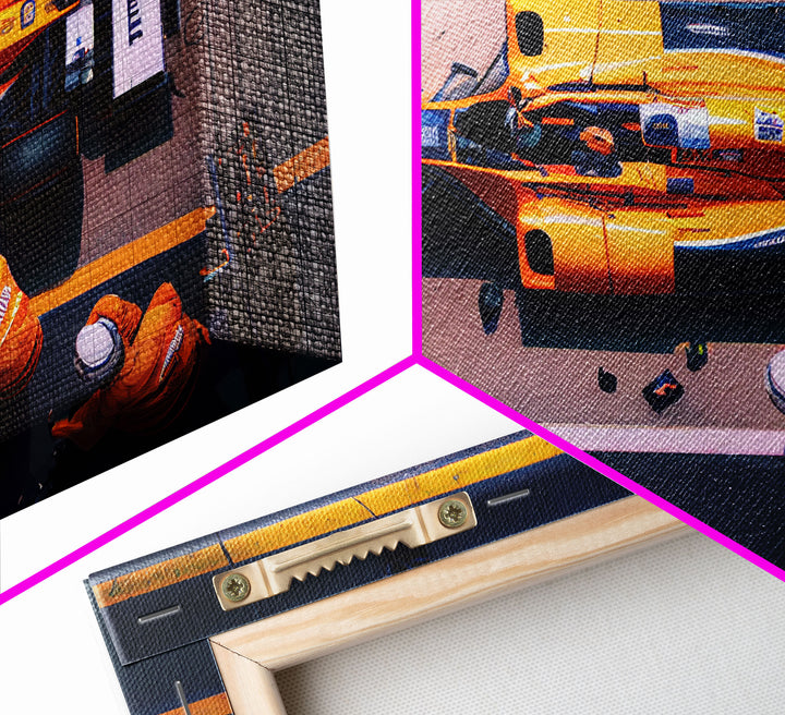 Formula 1 canvas wall art, Car racing art, F1 Pit Stop framed canvas print, Racing car gift Formula 1 wall decor poster