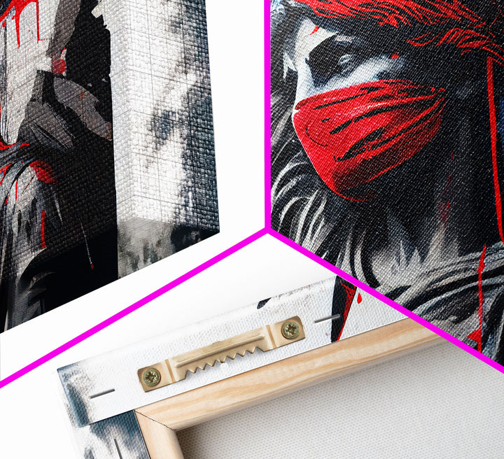 Statue of liberty wearing a bloody Covid mask, Dystopian graffiti art, NYC, framed canvas print, pop art Statue of Liberty