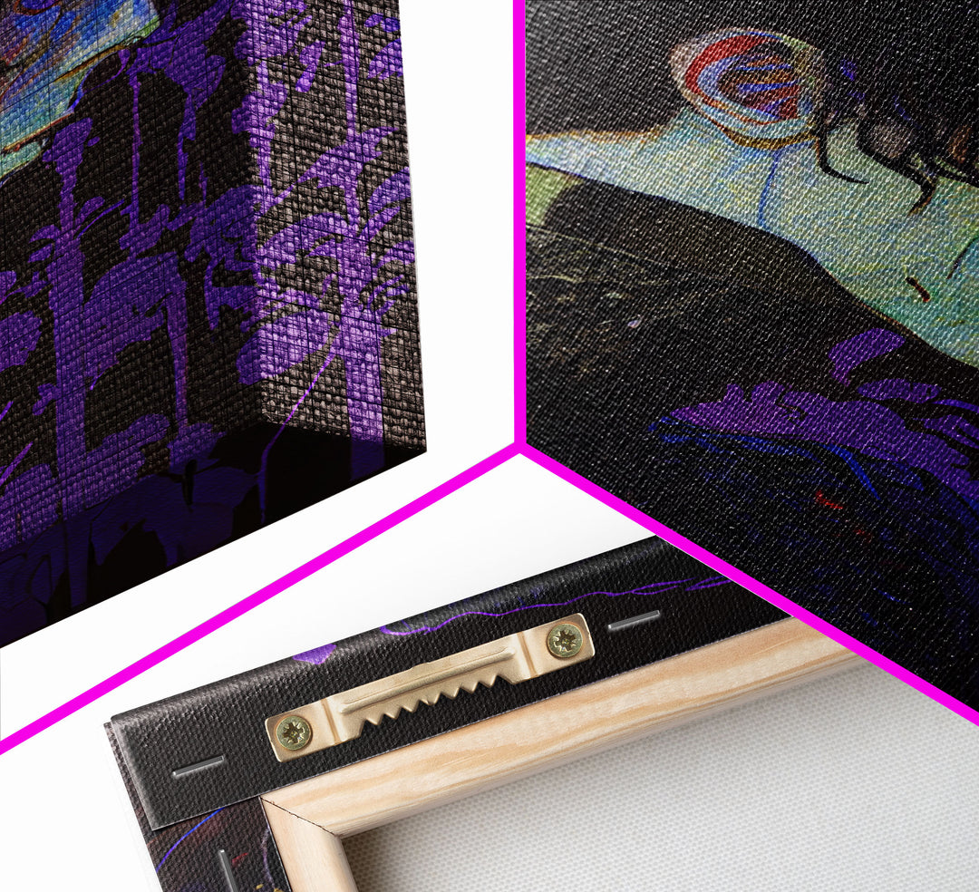 Portrait off the black knight, purple fantasy art, framed canvas print wall art