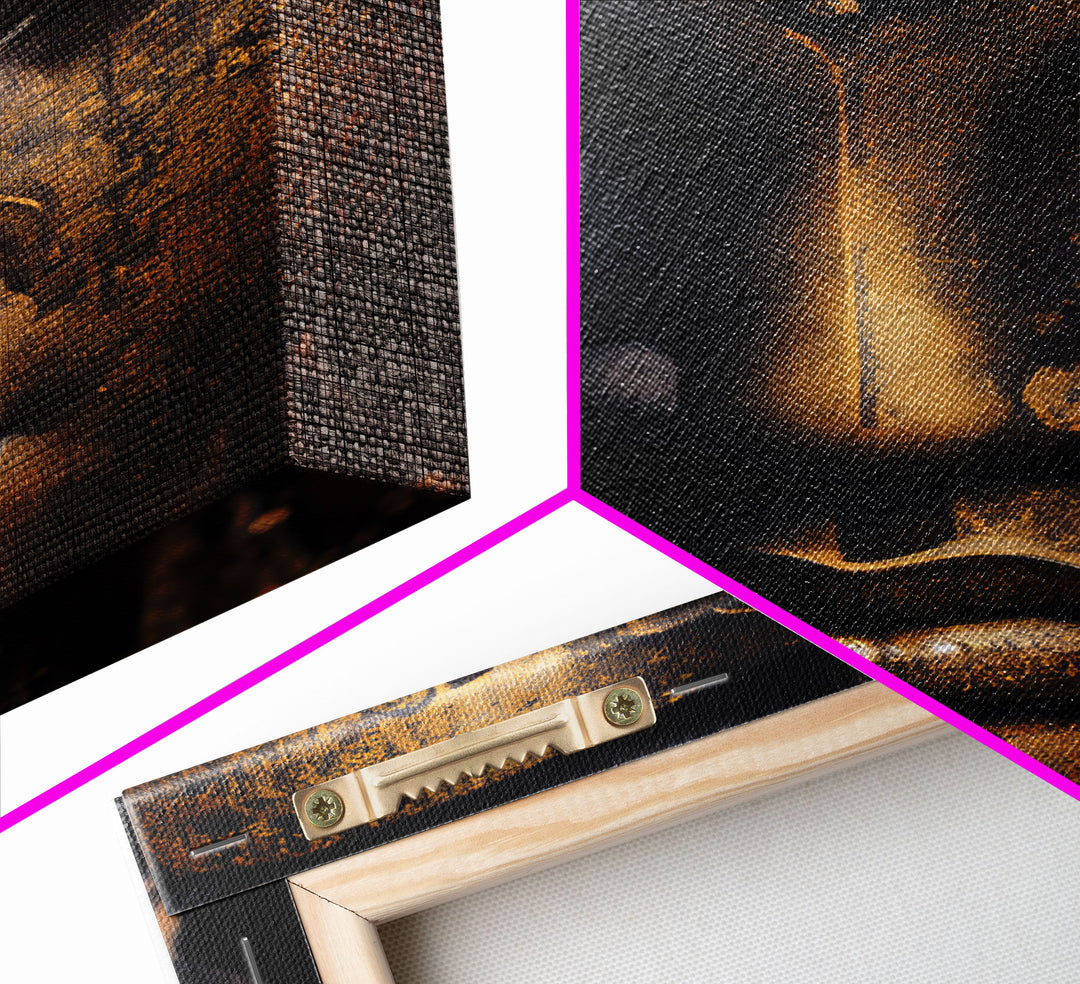 Golden eyed buddha statue framed canvas print, art for yoga studio, zen art