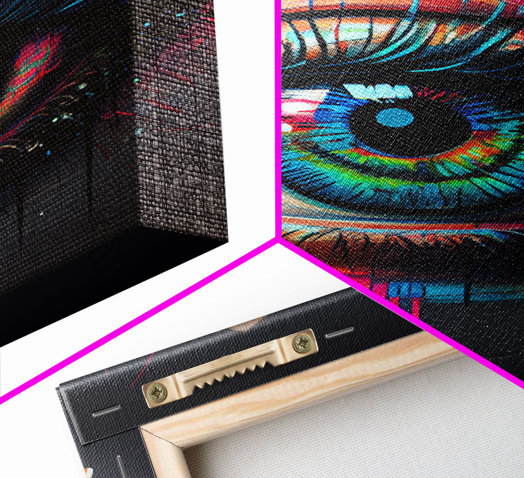 Vibrant Graffiti Style Eye Wall Art Canvas Print - Street Art Inspired Graphic Illustration Artwork