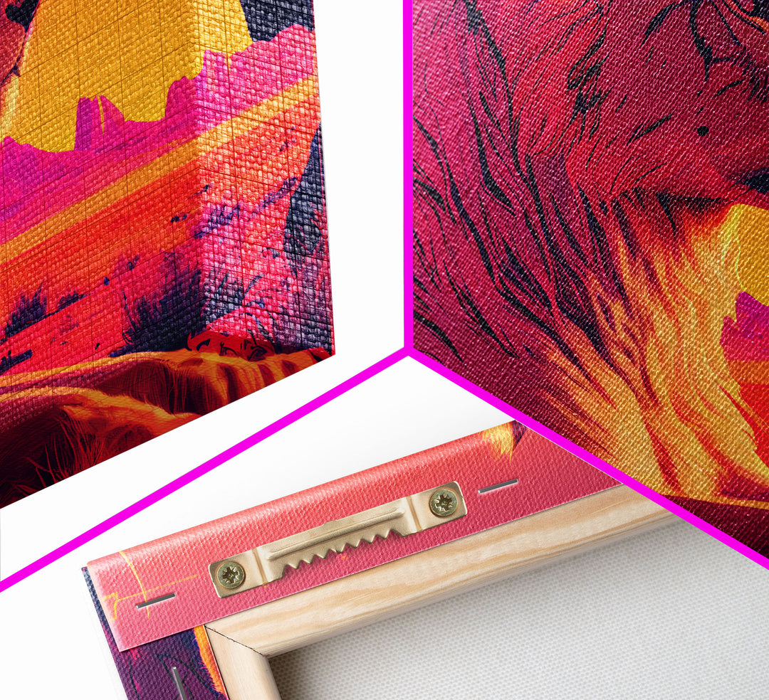 Cool lioness art, boss lady art, framed canvas print, pastel art of Africa
