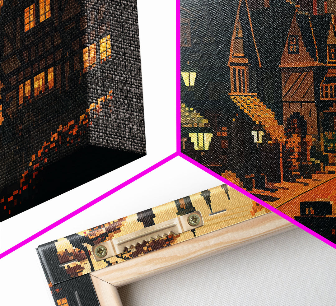 Quaint European Village Town Pixel Fine Art Print, Wall Decor, Wall Poster, Wall Art Print