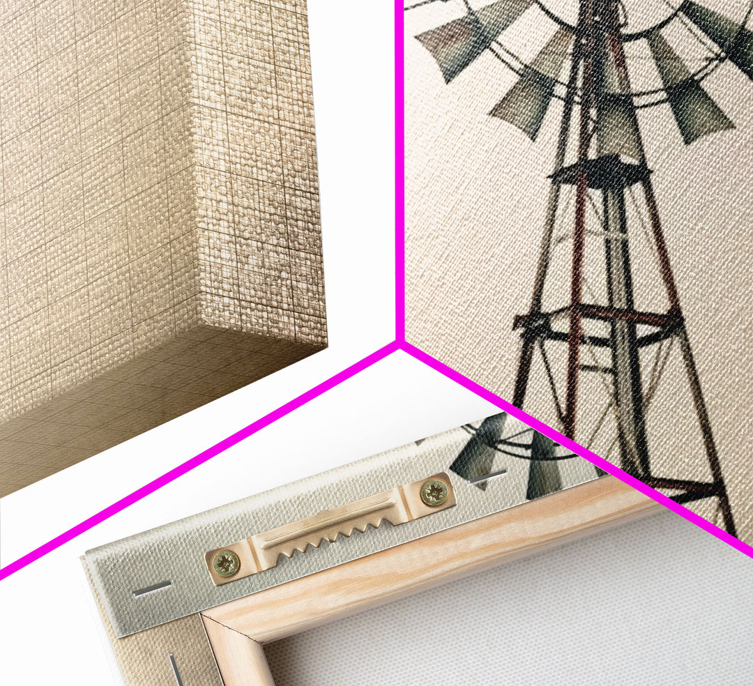 Rustic Farmhouse Home Decor, Windmill Photography Photo Print Art, Rustic Industrial Farmhouse Wall Art Picture, Country Landscape Picture