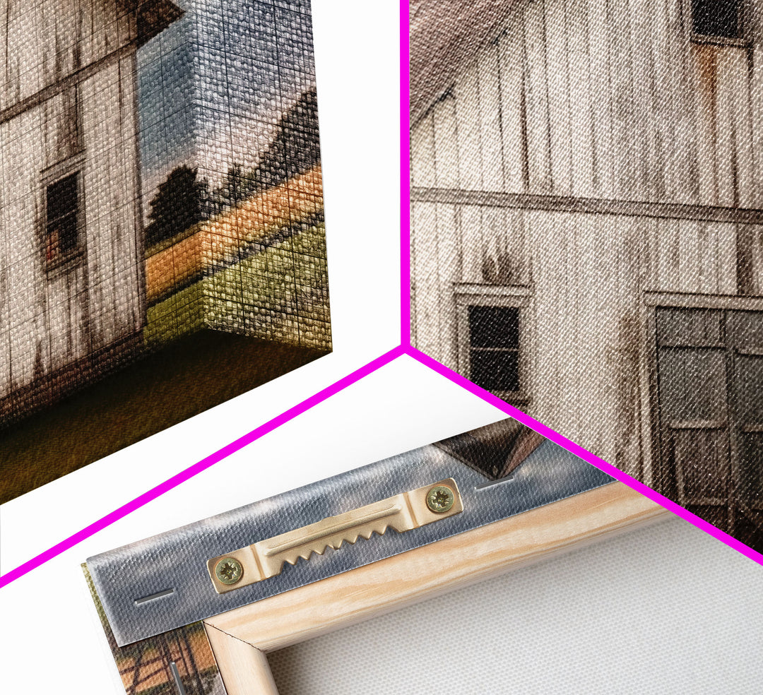 Rustic Farmhouse Wall Decor, White Barn Landscape Print, Farmhouse Living Room Decor, Farmhouse Kitchen Decor, Original Art, Old Barn Photo