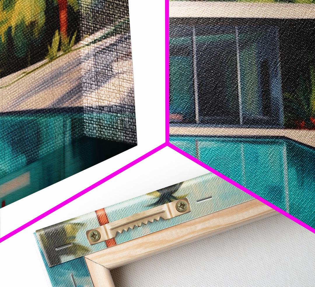 The Pool House, Mid Century Modern Decor, Framed Wall Art, Architectural Print, Retro Art, Swimming Pool Art, Framed Painting