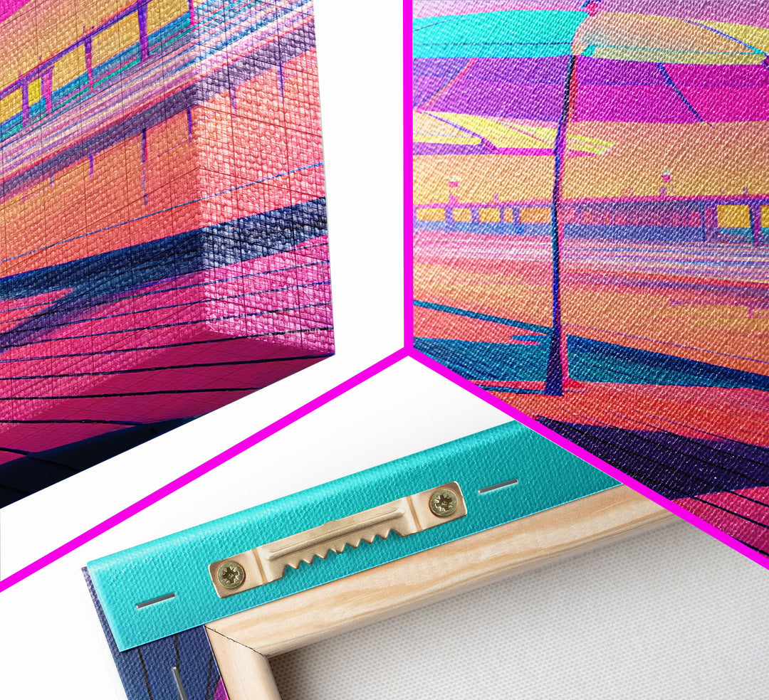 Vaporwave aesthetic art, framed canvas print, gift for her, girl's room / daugher's room wall art