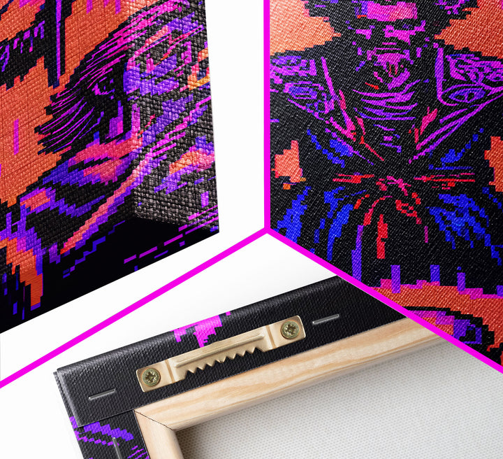 Tabletop RPG pixel art, Human Warlock Art, framed canvas print, framed game room decor