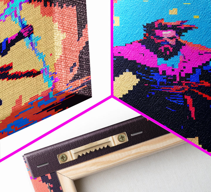 Tabletop RPG pixel art, Human Necromancer Art, framed canvas print, framed game room decor