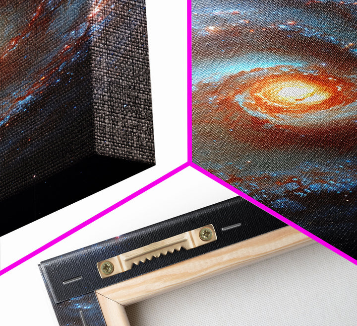 Close up view of a spiral galaxy, space art, framed canvas print, astronomy art