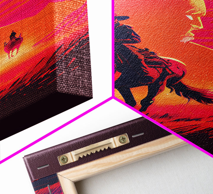 Vaporwave Cowboy Horse Desert Purple Man Fine Art Print, Wall Art Print, Wall Poster, Wall Décor