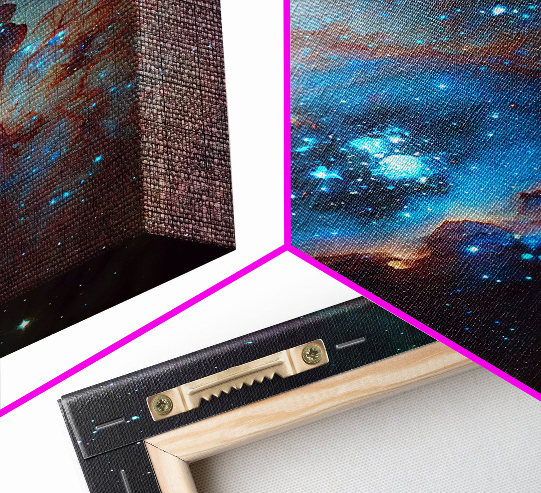 The Stars Glow At Night, framed canvas print, watercolor space painting