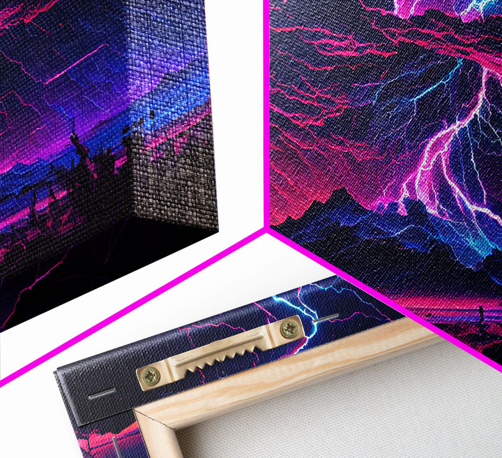 The Thunder Storm, framed canvas print, synthwave style fantasy art