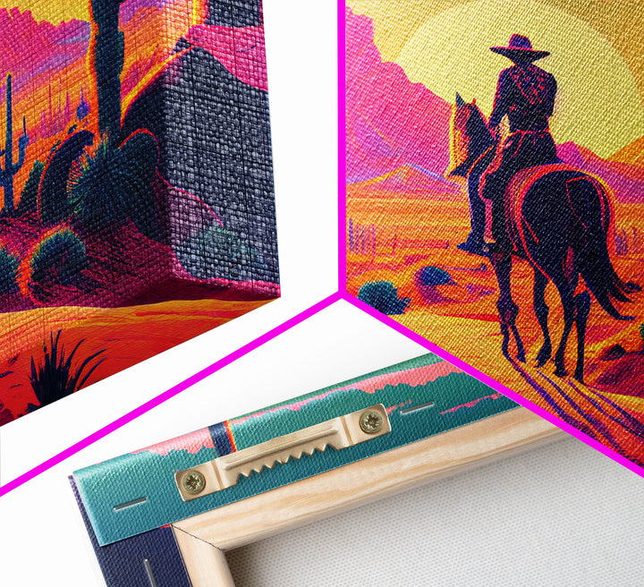 Cowboy Wild West Valley Sunset Mountains Cactus Fine Art Print, Wall Art Print, Wall Poster, Wall Décor