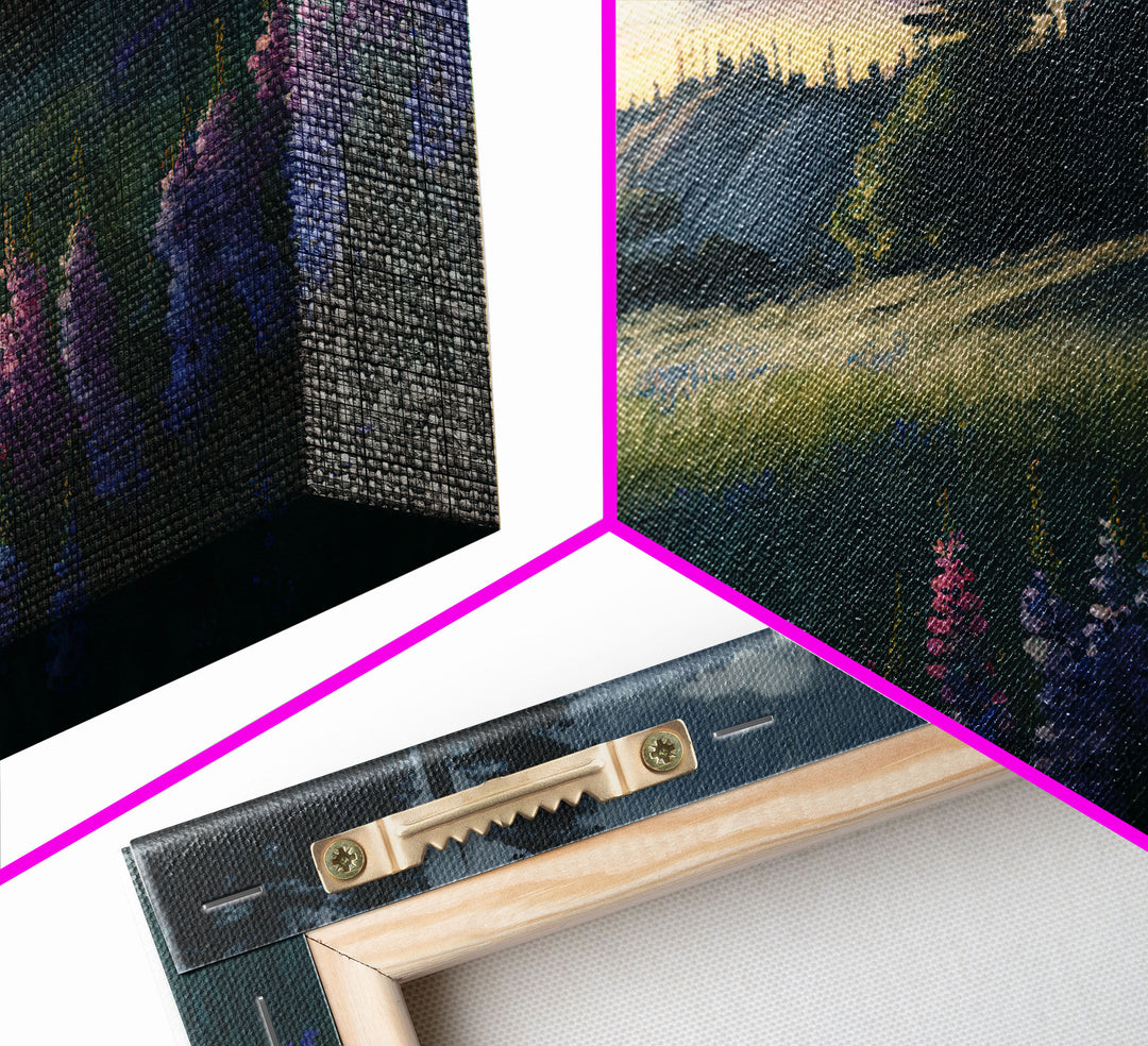 Watercolor of a beautiful landscape at sunset, rustic farmhouse decor, primitive art, cabin art, wall decoration