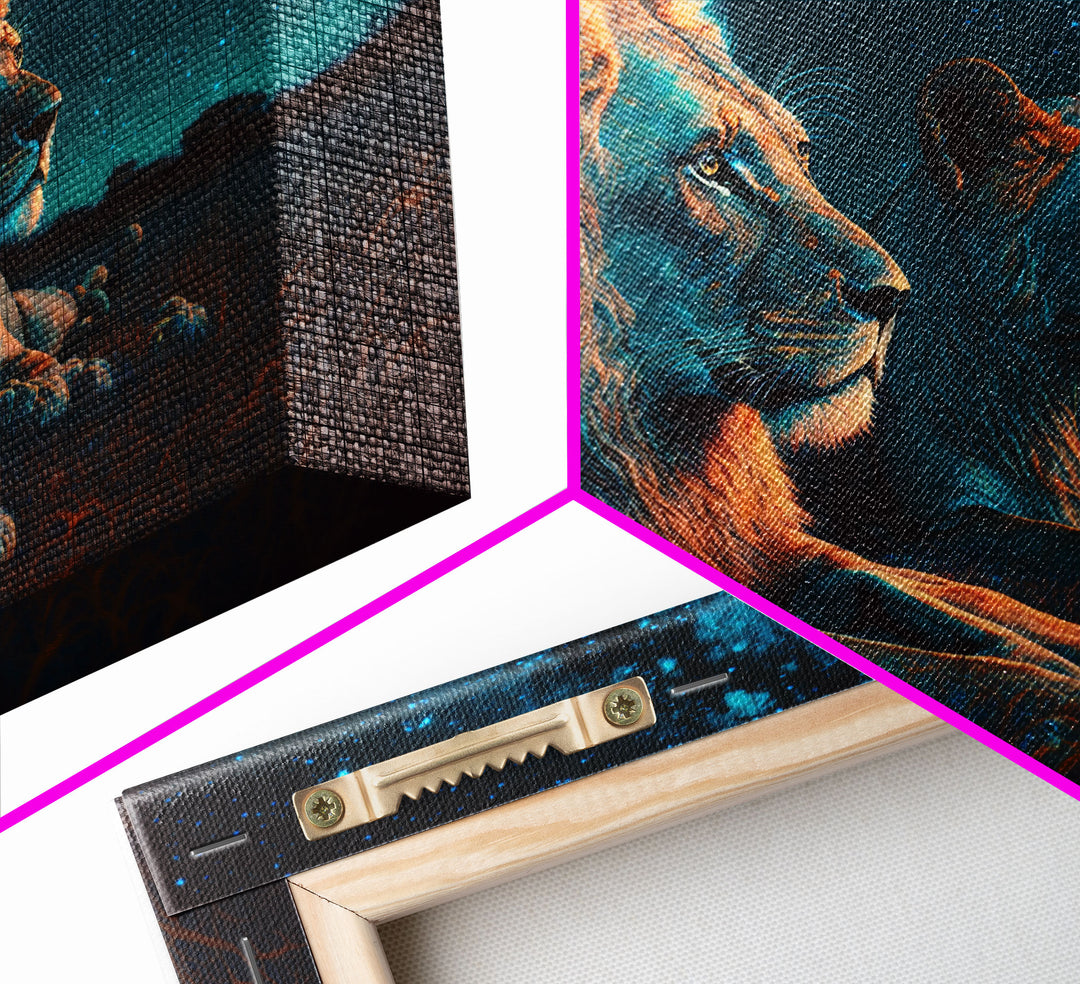 Boss Couple, Lion Art, Framed Canvas Print
