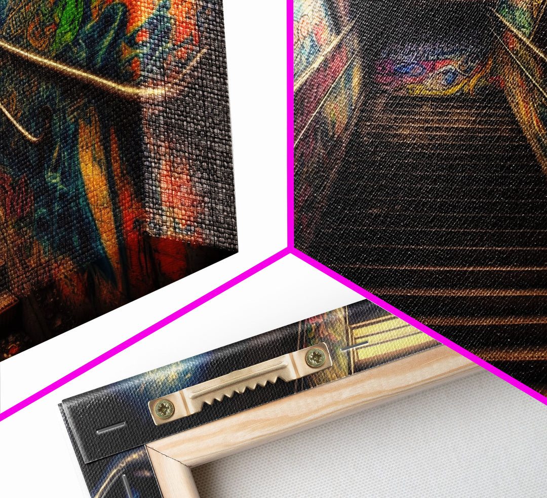 Graffiti Covered Staircase | Subway Stairs | Framed Canvas Print | Punk Art | Dystopian Cyberpunk Art