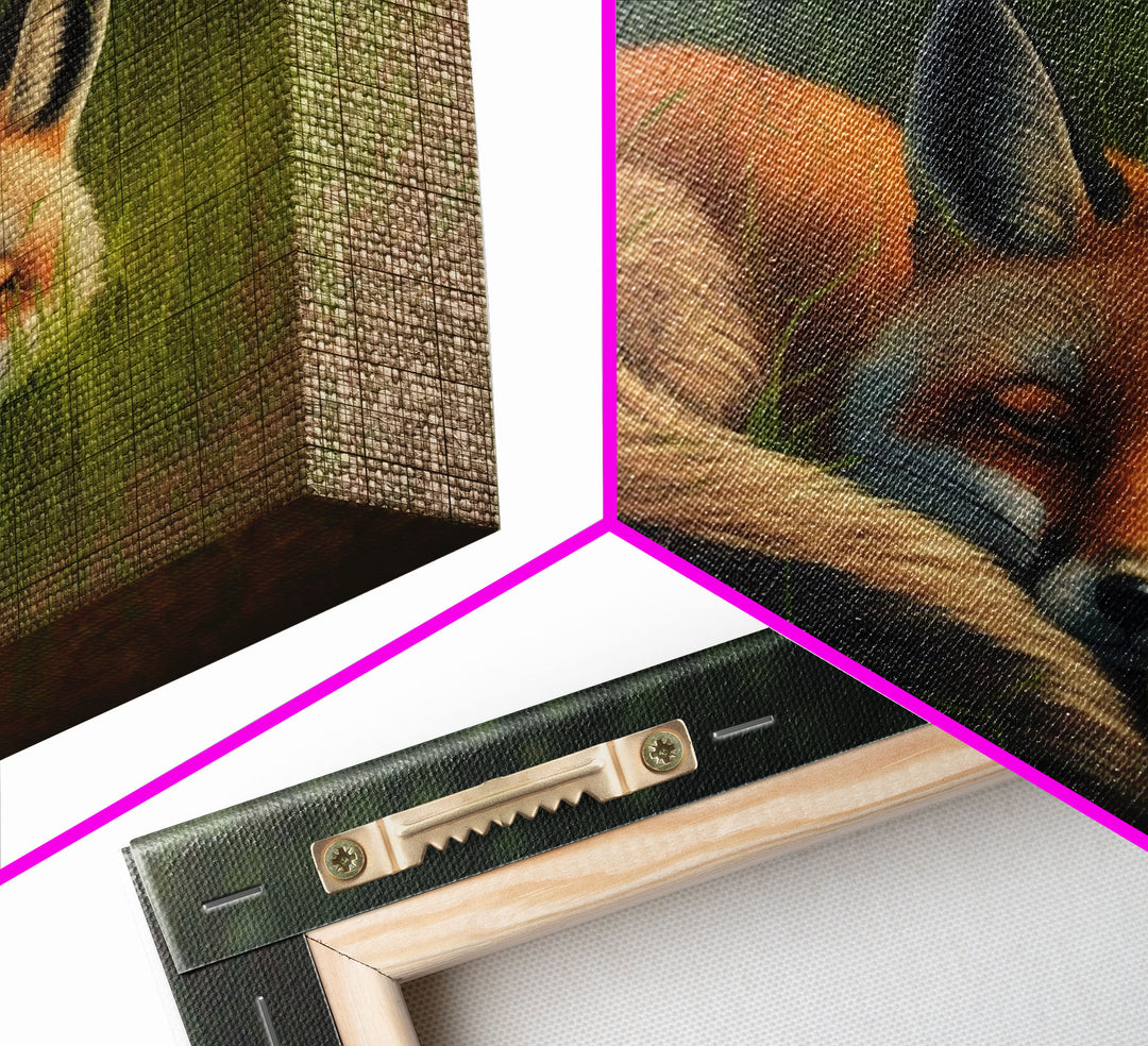 Cute Sleeping fox Framed Canvas Wall Art, Canvas Print Decor for Home & Office Decoration Canvas Ready to Hang